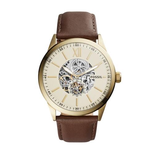 Fossil Flynn Mechanical Brown Leather Watch  Jewelry - Bq2215