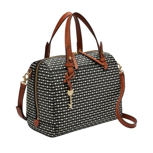 Fossil Rachel Satchel  Handbag Black Stripe- Zb7314080