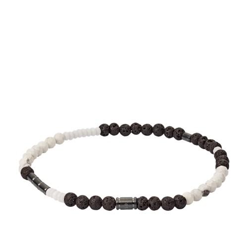 Fossil Lava Stone, Dyed Jade And Howlite Bracelet  Jewelry Smoke- Jf03109793