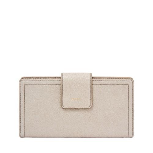 Fossil Logan Rfid Tab Clutch  Wallet Champagne- Sl7857699