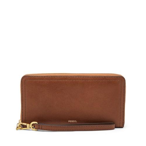 Fossil Logan Rfid Zip Around Clutch Wallet Brown- Sl7831200