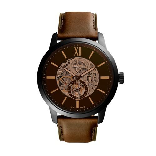 Fossil Townsman 48mm Automatic Brown Leather Watch  Jewelry - Me3155