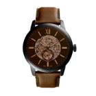 Fossil Townsman 48mm Automatic Brown Leather Watch  Jewelry - Me3155