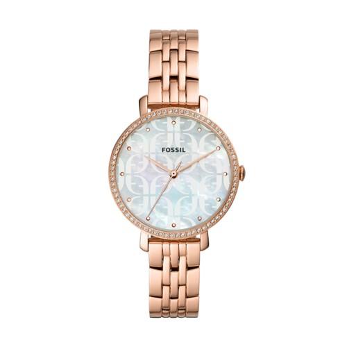Fossil Jacqueline Three-hand Rose Gold-tone Stainless Steel Watch Jewelry - Es4602