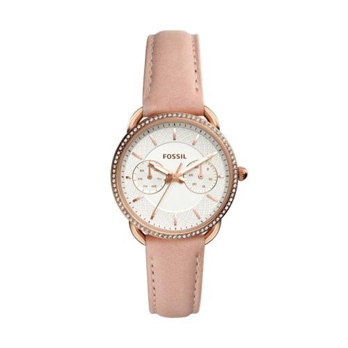 Fossil Tailor Multifunction Blush Leather Watch  Jewelry - Es4393
