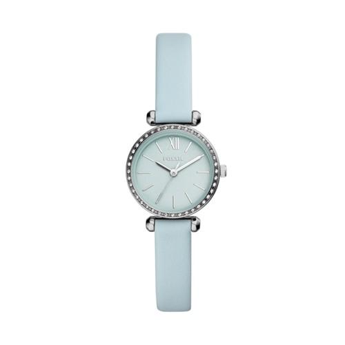 Fossil Tillie Mini Three-hand Aqua Leather Watch  Jewelry - Bq3506