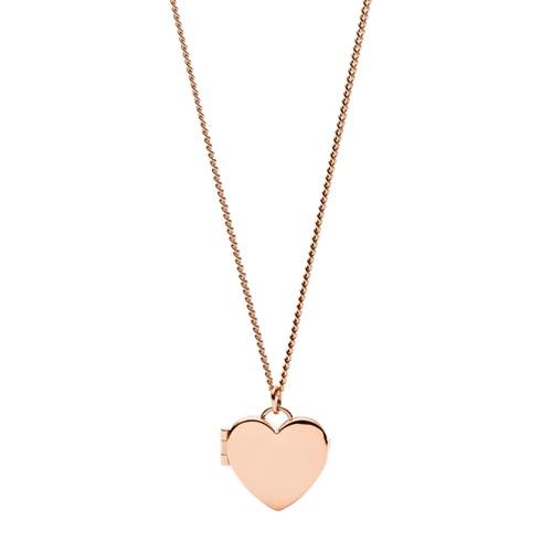 Fossil Darling Locket Rose Gold-tone Stainless Steel Necklace  Jewelry - Jf03155791