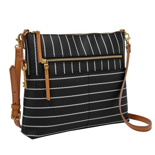 Fossil Fiona Large Crossbody  Handbags Black/white- Zb7271005