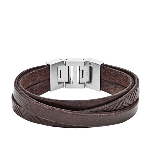 Fossil Textured Brown Leather Wrist Wrap  Jewelry - Jf02999040