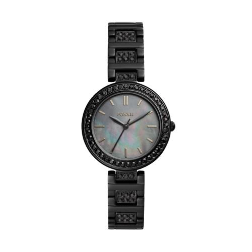 Fossil Karli Three-hand Black Stainless Steel Watch Jewelry - Bq3440