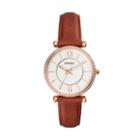 Fossil Carlie Three-hand Terracotta Leather Watch  Jewelry - Es4428