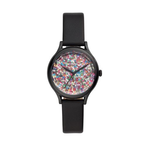 Fossil Laney Three-hand Black Leather Watch  Jewelry - Bq3430