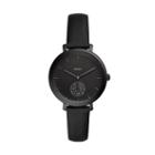 Fossil Jacqueline Three-hand Black Leather Watch  Jewelry - Es4490