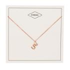 Fossil Letter S Rose Gold-tone Stainless Steel Necklace  Jewelry - Jf03044791