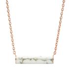 Fossil White Reconstituted Marble Plaque Rose Gold-tone Steel Necklace  Jewelry Rose Gold- Jof00370791