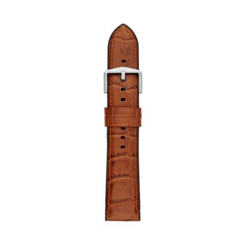 Fossil 22mm Light Brown Croco Leather And Black Silicone Watch Strap   - S221340
