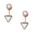 Fossil Triangle Rose Gold-tone Stainless Steel Front-back Drop Earrings  Jewelry Rose Gold- Jof00472791