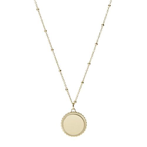 Fossil Scalloped Disc Gold-tone Stainless Steel Necklace  Jewelry - Jf03167710