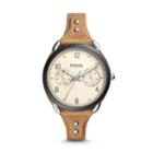 Fossil Tailor Multifunction Tan Leather Watch  Jewelry - Es4175