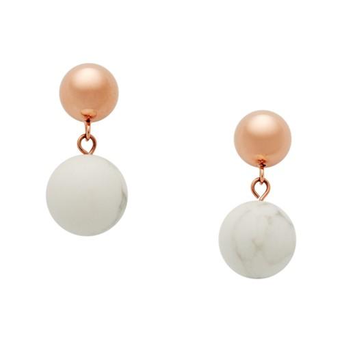 Fossil Double Circle Rose Gold-tone Stainless Steel Drop Earrings  Jewelry - Jof00504791