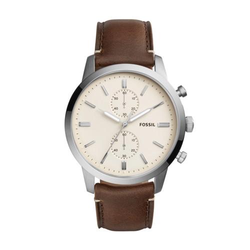 Fossil Townsman 44mm Chronograph Brown Leather Watch  Jewelry - Fs5350