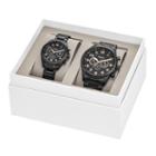 Fossil His And Her Chronograph Black Stainless Steel Watch Gift Set  Jewelry - Bq2278set
