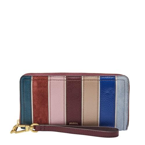 Fossil Logan Rfid Zip Around Clutch  Wallet Purple Multi- Sl7846564