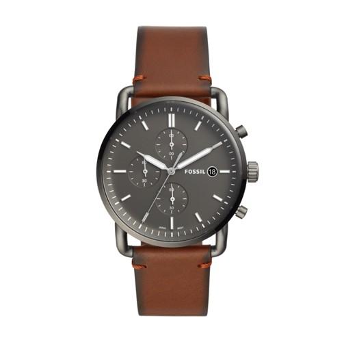 Fossil The Commuter Chronograph Amber Leather Watch  Jewelry - Fs5523