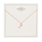 Fossil Letter J Rose Gold-tone Stainless Steel Necklace  Jewelry - Jf03039791