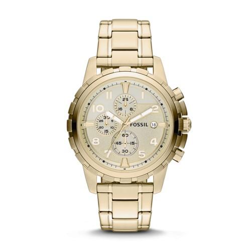 Fossil Dean Chronograph Gold-tone Stainless Steel Watch  Jewelry - Fs4867