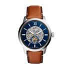 Fossil Townsman 48mm Automatic Light Brown Leather Watch  Jewelry - Me3154