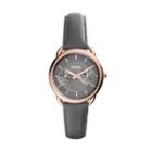 Fossil Tailor Multifunction Gray Leather Watch  Jewelry - Es3913