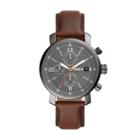 Fossil Rhett Chronograph Brown Leather Watch  Jewelry - Bq2430
