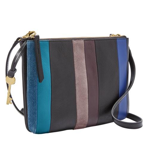 Fossil Devon Crossbody  Handbag Blue Multi Stripe- Zb7662425
