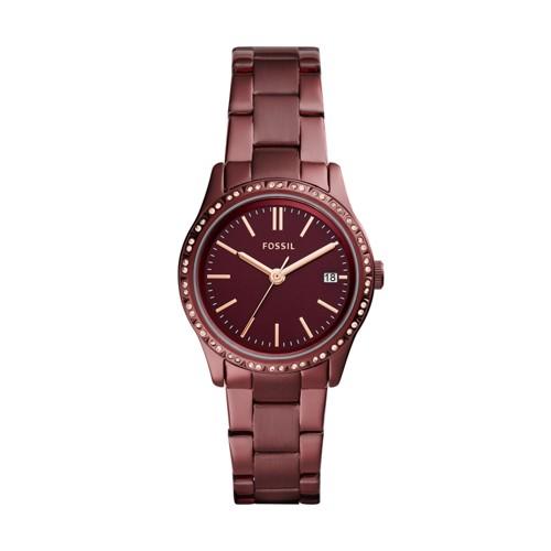 Fossil Adalyn Three-hand Date Wine Stainless Steel Watch  Jewelry - Bq3409