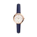 Fossil Jacqueline Three-hand Navy Leather Watch  Jewelry - Es4410