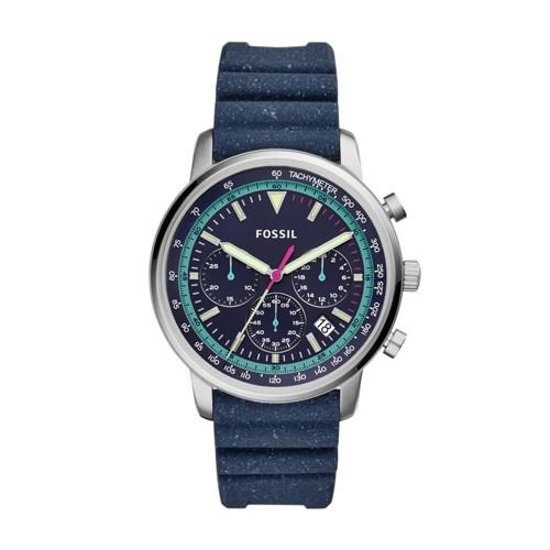 Fossil Goodwin Chronograph Navy Silicone Watch  Jewelry - Fs5519