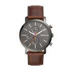 Fossil Luther Chronograph Brown Leather Watch  Jewelry - Bq2436