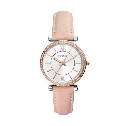 Fossil Carlie Three-hand Blush Leather Watch  Jewelry - Es4484