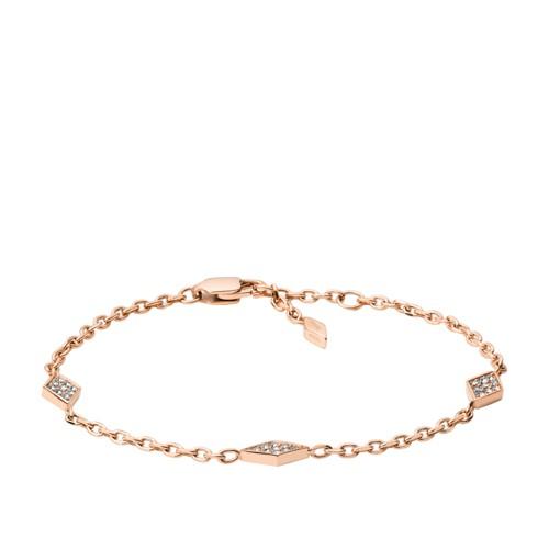 Fossil Diamond Rose Gold-tone Stainless Steel Bracelet  Jewelry - Jof00420791