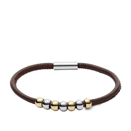 Fossil Beaded Brown Leather Bracelet  Jewelry Multi- Jof00369998