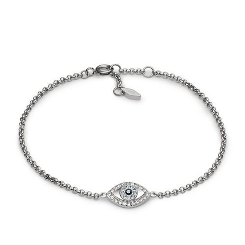 Fossil Eye Crystal Silver-tone Bracelet Jf02329040
