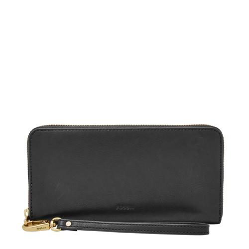 Fossil Emma Rfid Large Zip Clutch  Wallet Black- Sl7153001