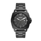 Fossil Privateer Sport Three-hand Date Black Stainless Steel Watch  Jewelry - Bq2322