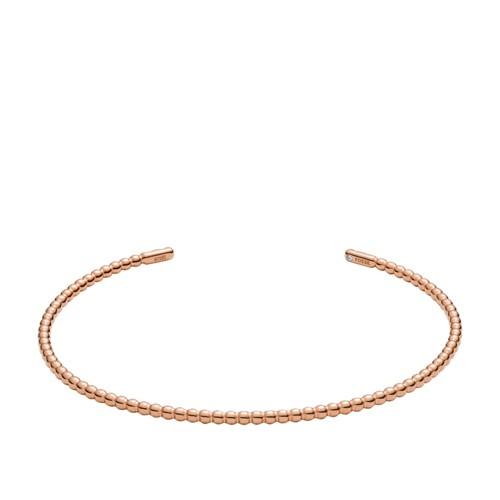 Fossil Textured Rose Gold-tone Beaded Open Cuff  Jewelry - Jf02971791