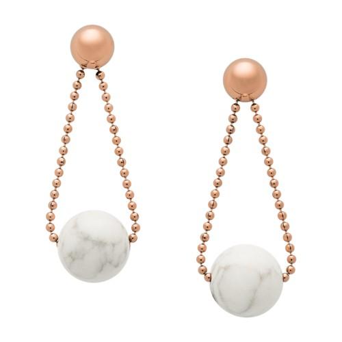 Fossil Circle Rose Gold-tone Stainless Steel Drop Earrings  Jewelry - Jof00509791