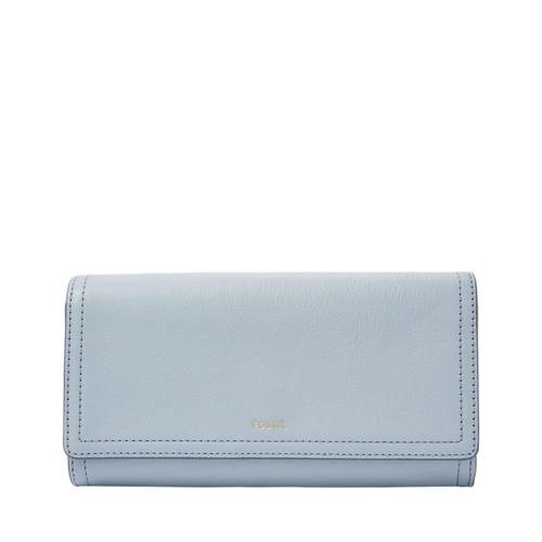 Fossil Logan Rfid Flap Clutch  Wallet Horizon Blue- Sl7833436