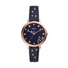 Fossil Jacqueline Three-hand Navy Leather Watch  Jewelry - Es4521