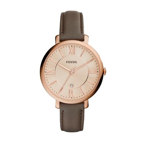 Fossil Jacqueline Gray Leather Watch   - Es3707