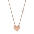 Fossil Heart Rose Gold-tone Steel Necklace  Jewelry - Jf02868791